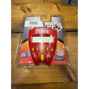 Vintage Radica 2002 Pocket Poker‎ Handheld Electronic Game Red Model 8020 NIP